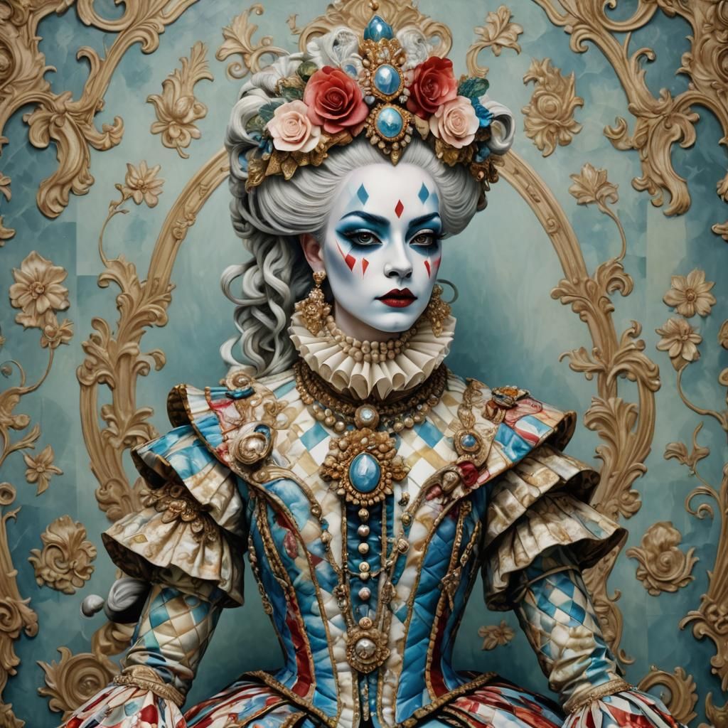 Shiva Harlequin Portrait in Baroque Impasto Style