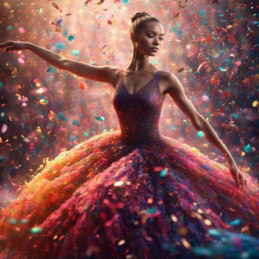 Confetti Ballerina in Detailed Matte Painting Style