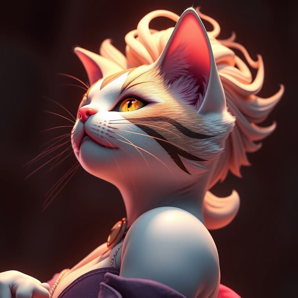 Anime-Inspired Woman with Feline Features