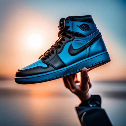 Blue and Black Leather Air Jordan 1 Photo