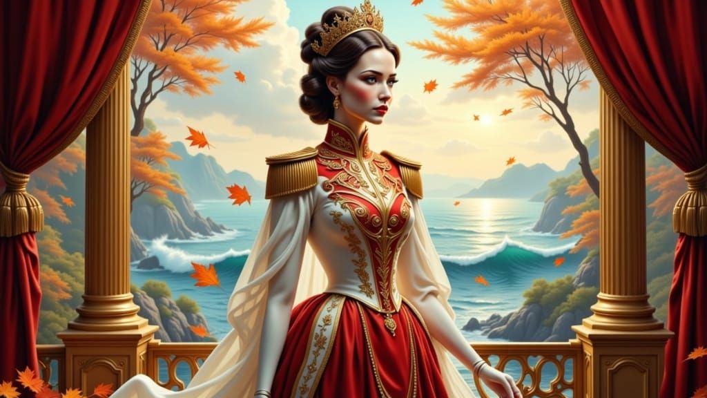 Elegant Military Leader Mannequin in Autumn