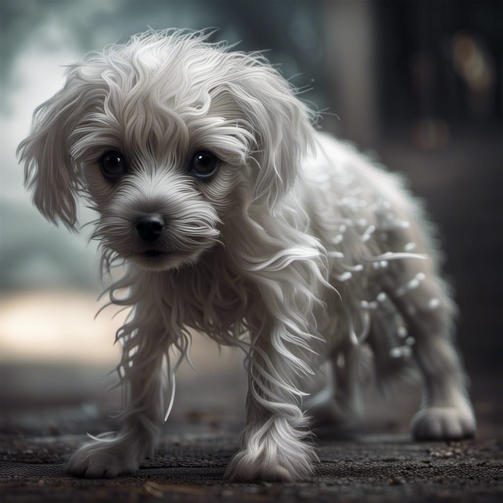 Hyperrealistic Transparent Ghost Puppy in HDR