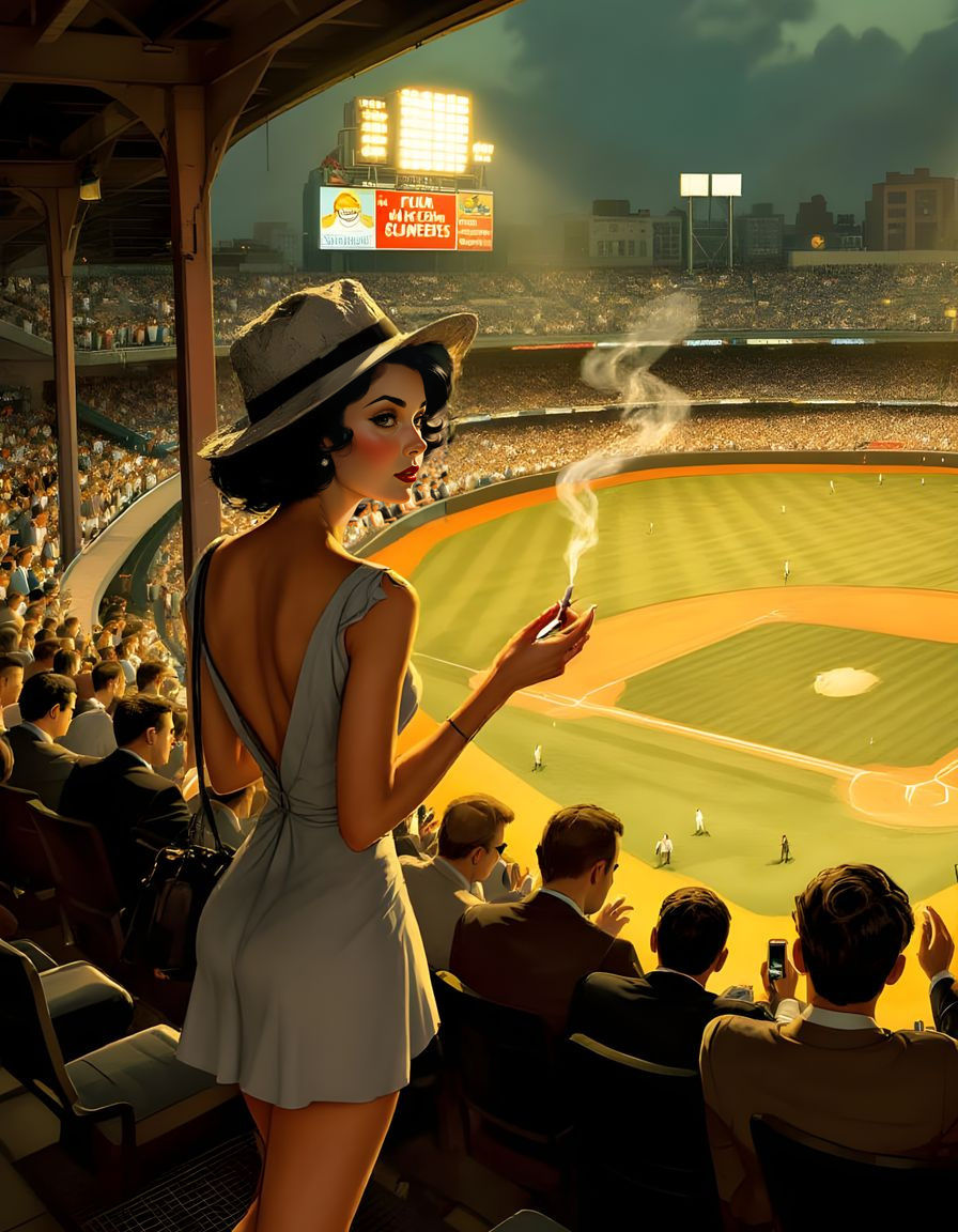 1950s Cigarette Girl at Baseball Game
