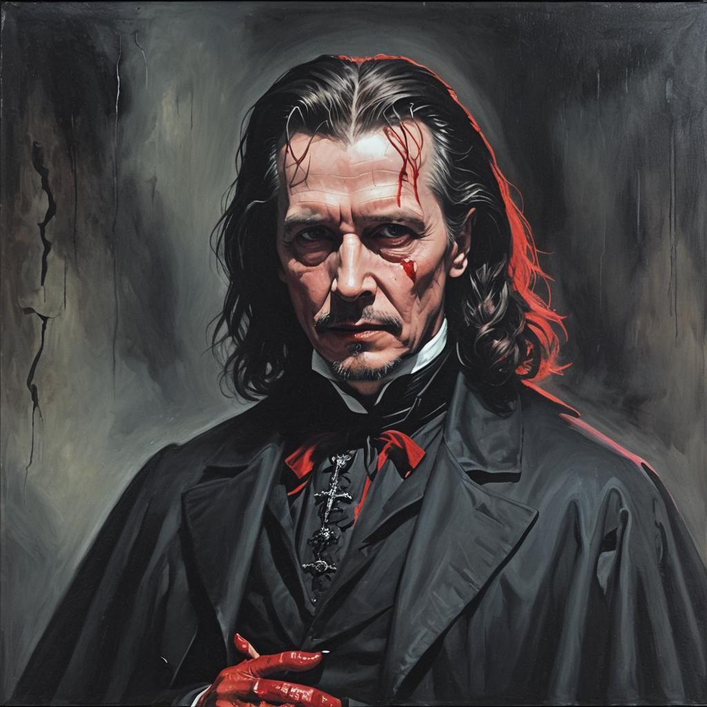 Dramatic Oil Painting: Gary Oldman as Dracula