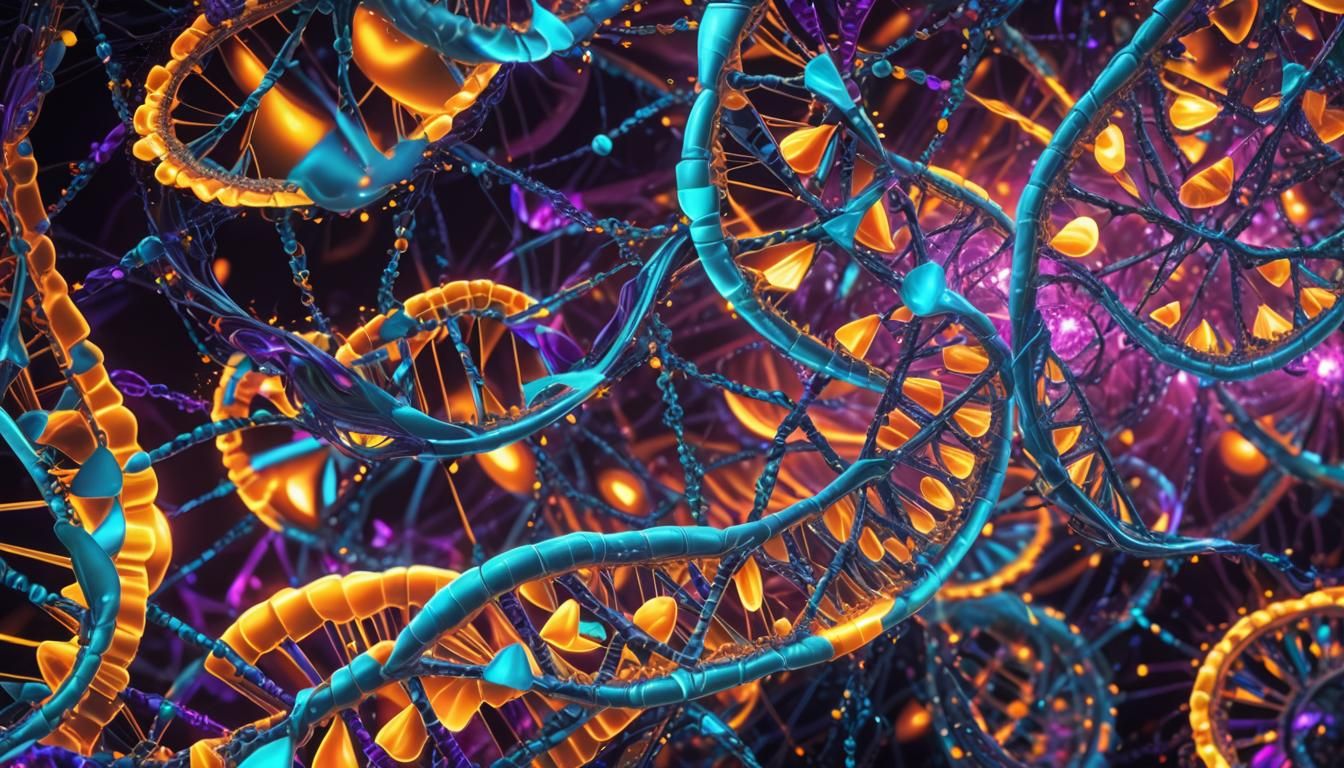 Psychedelic DNA Vortex in Fractal Digital Art