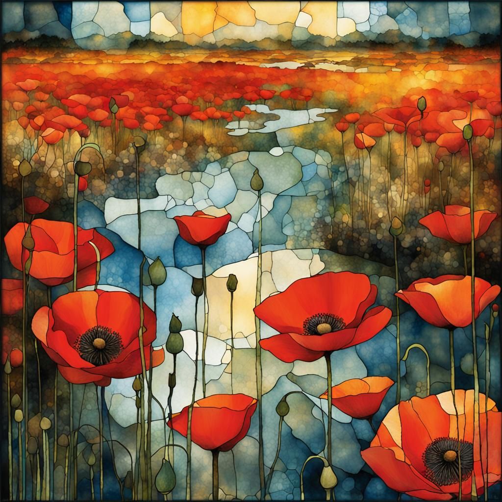 Poppies: Liquid Ink Double Exposure Art