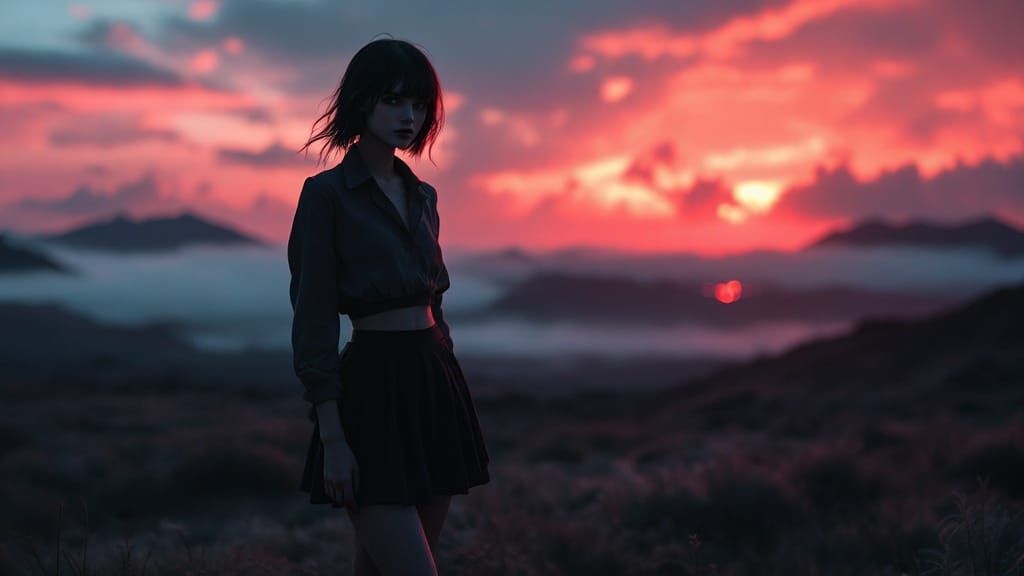 Stormlit Goddess in Retrowave Splendor