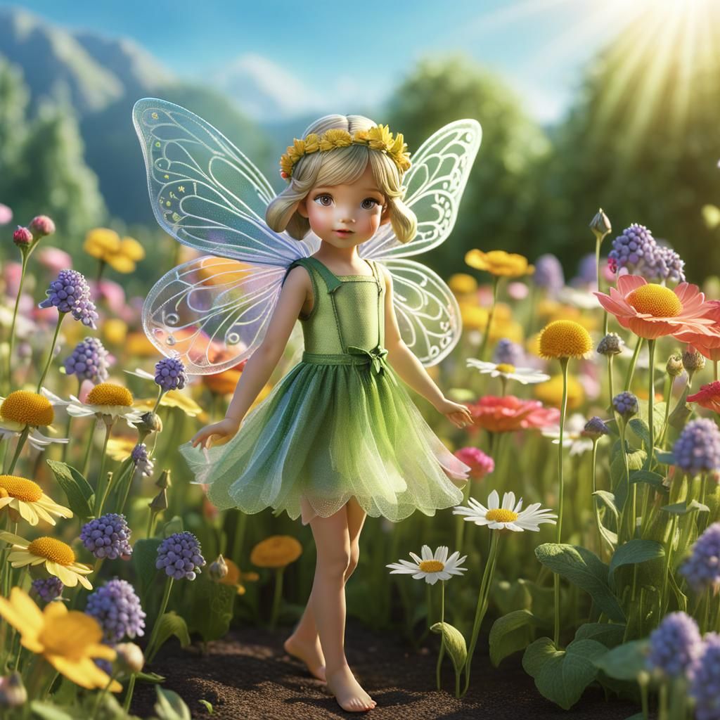Flower Fairy in Summer Field: 3D Render