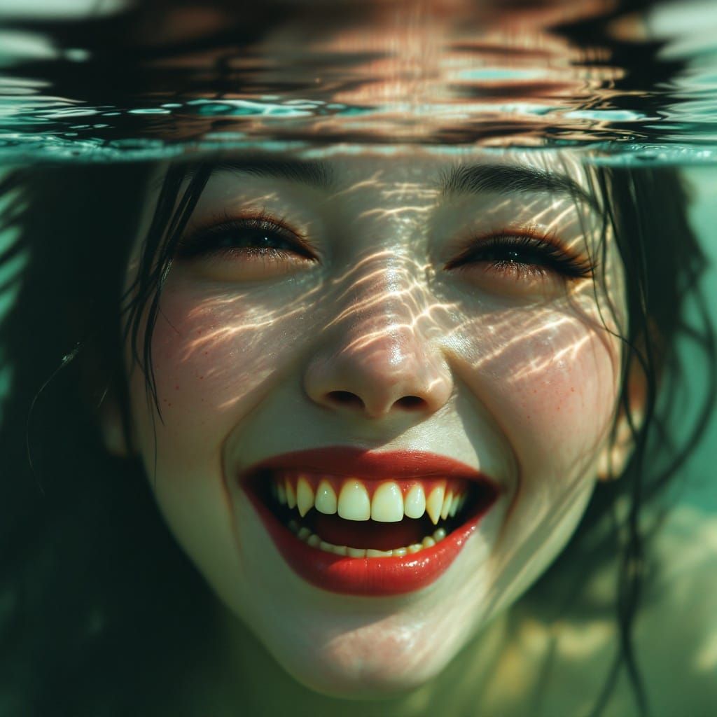 Kuchisake-onna Smiling Underwater