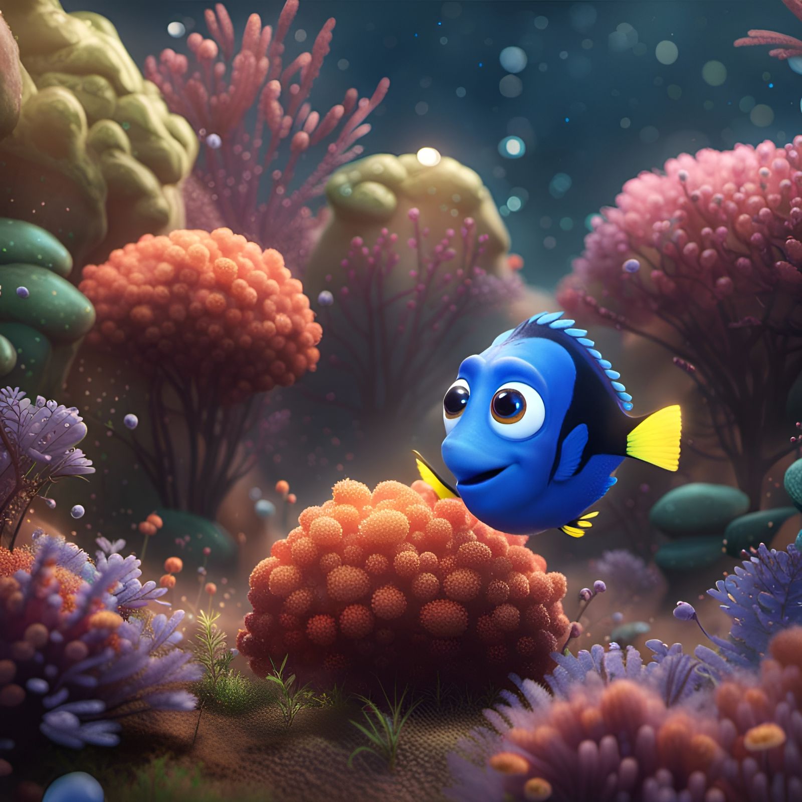 Cute Baby Dory in Detailed Digital Painting