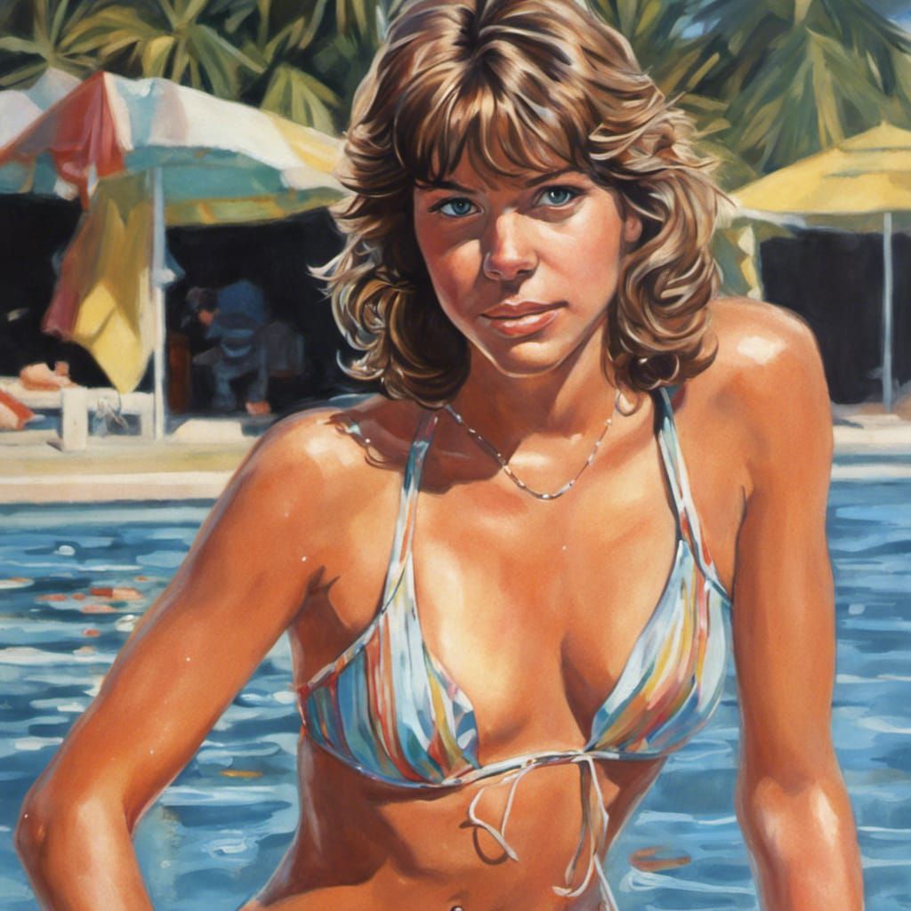 Hyperrealistic Portrait of a Young Woman in Bikini