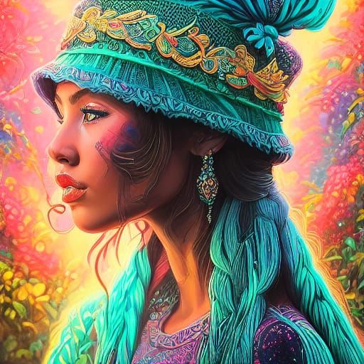 Whimsical Princess Holding a Cat in a Lavish Bedroom