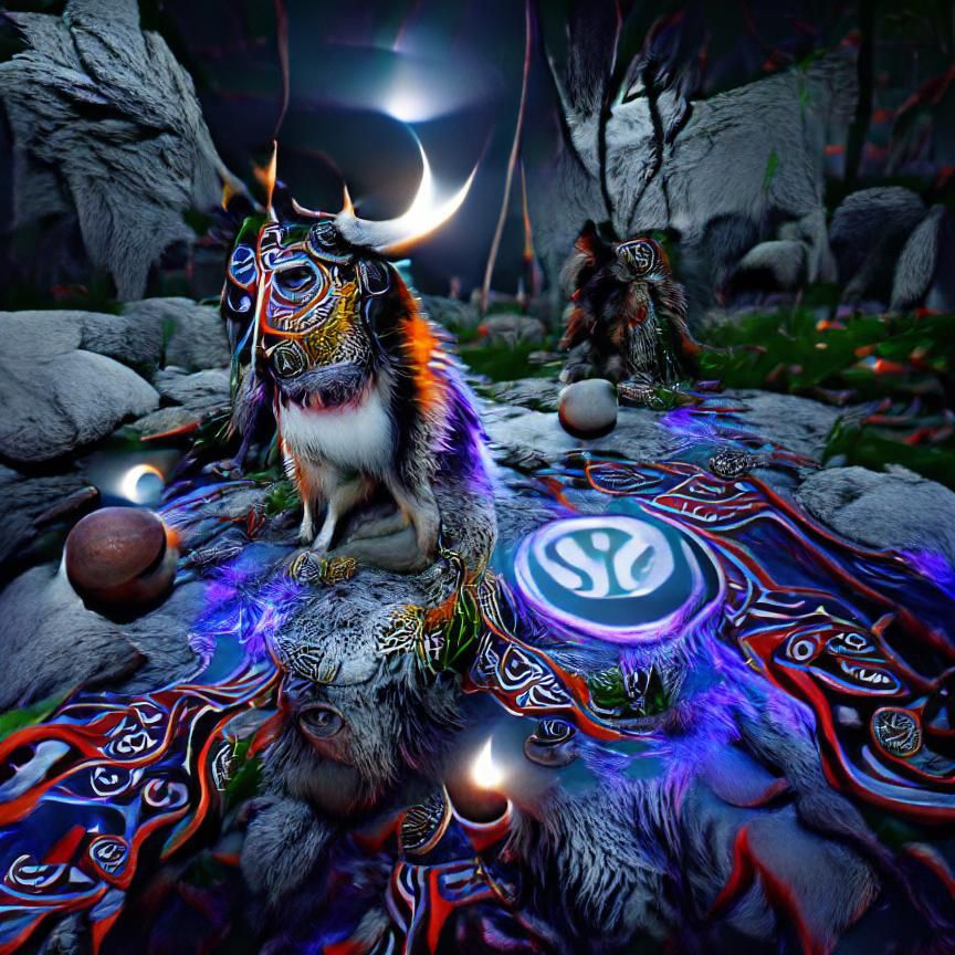 Shaman Summons Spirits: Hyperrealistic Psychedelic Scene