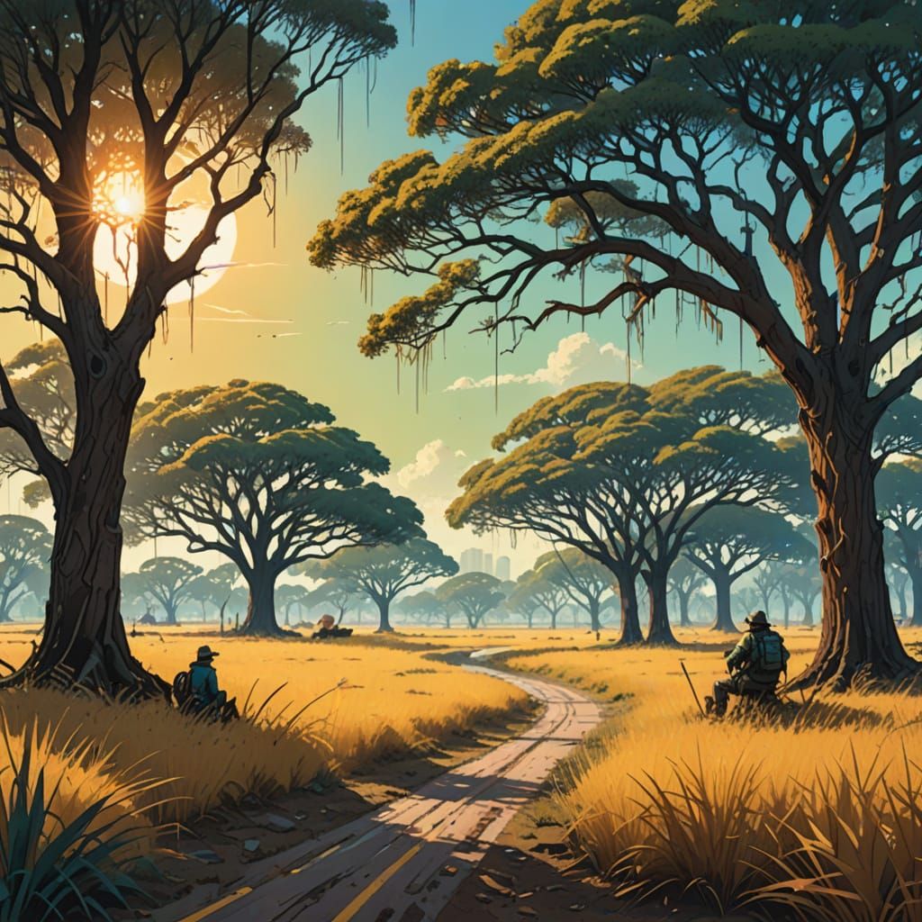 Vibrant Savannah Oasis in Maximalist Style