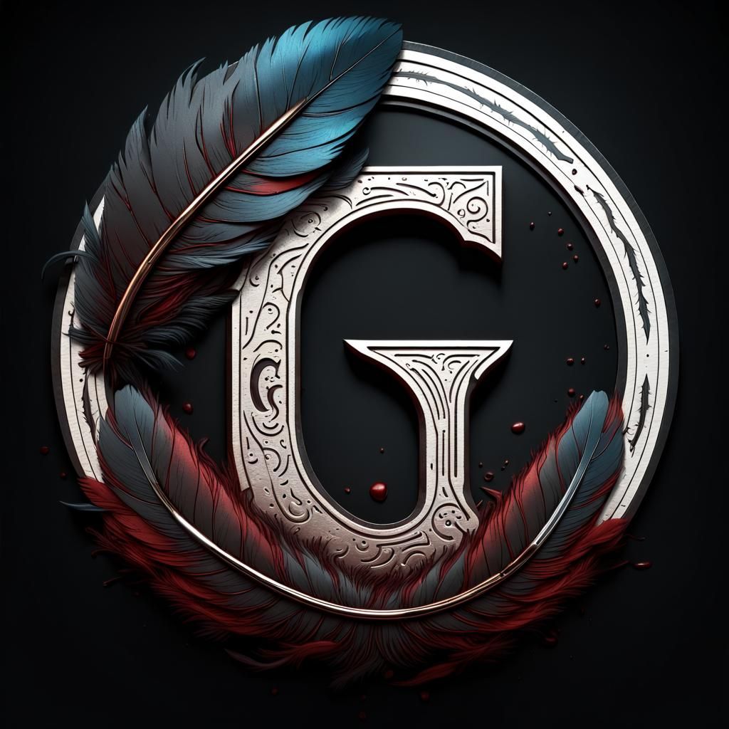 Letter 'G' Logo Etched in Scripture, Digital Art