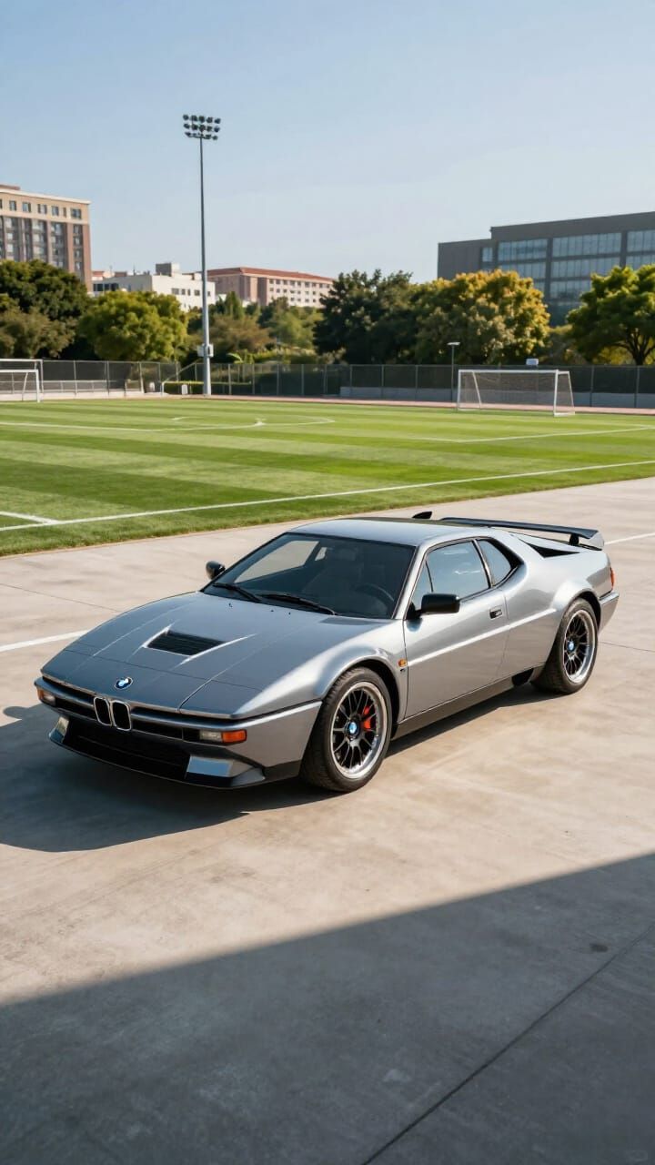 Dynamic BMW M1 2025 Studio Render with Football Field View