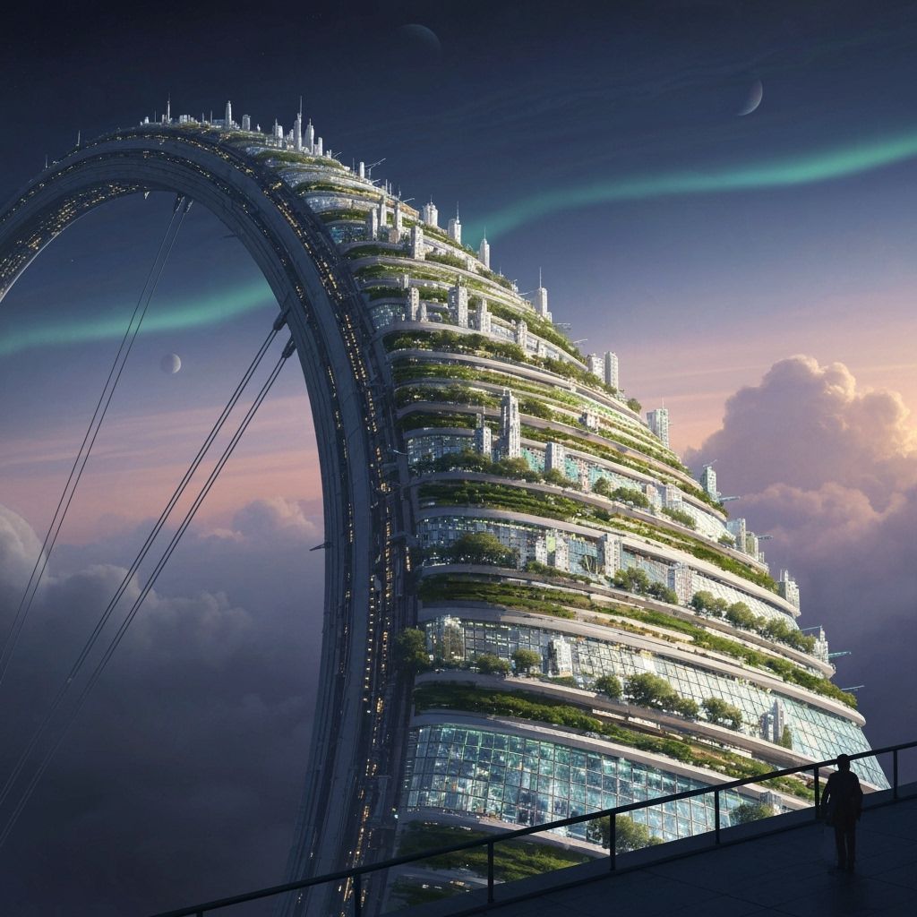 Monumental Archon Ring Habitat in Painterly Style