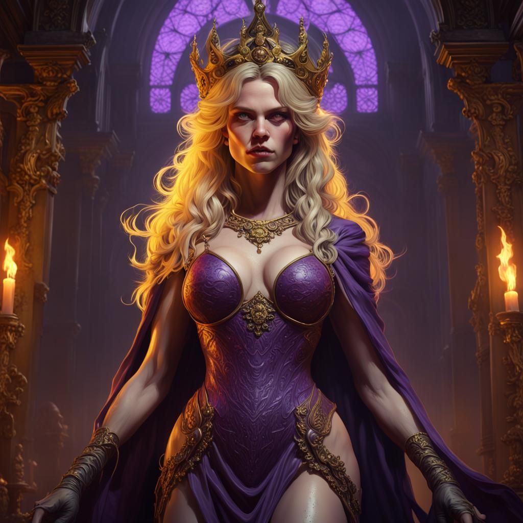 Blond Queen of Hell in Dark Fantasy Style