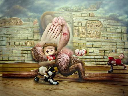 Surreal Monkey Illustration in Hyperrealism Style