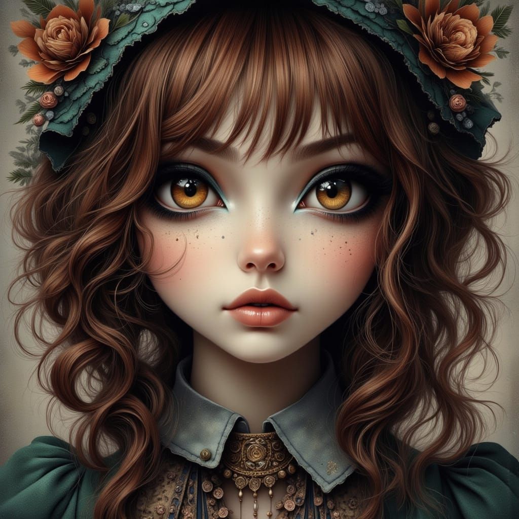 Gothic Beauty with Amber Eyes, in Eccentric Style