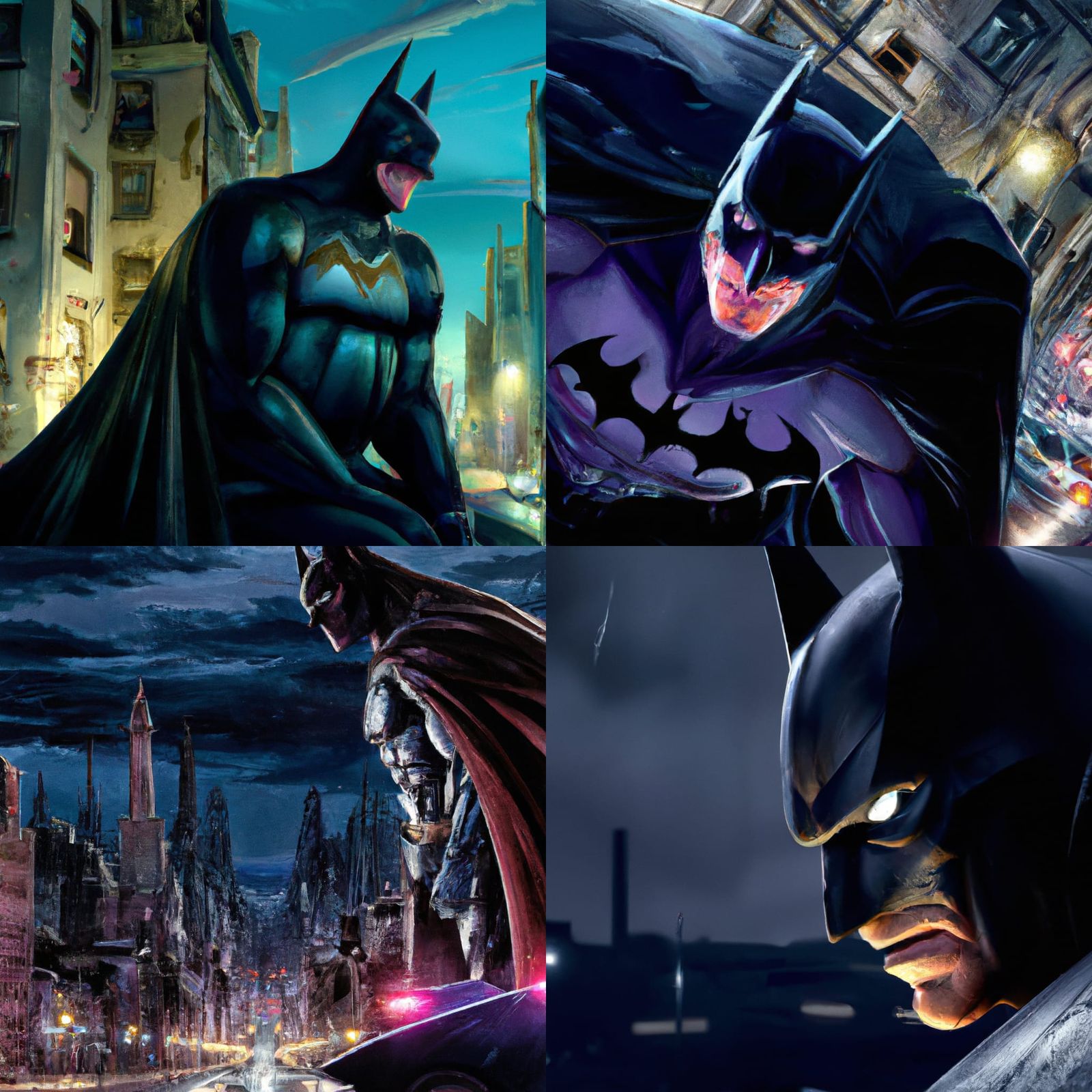 Batman in Dark Street, Classical Painting Style