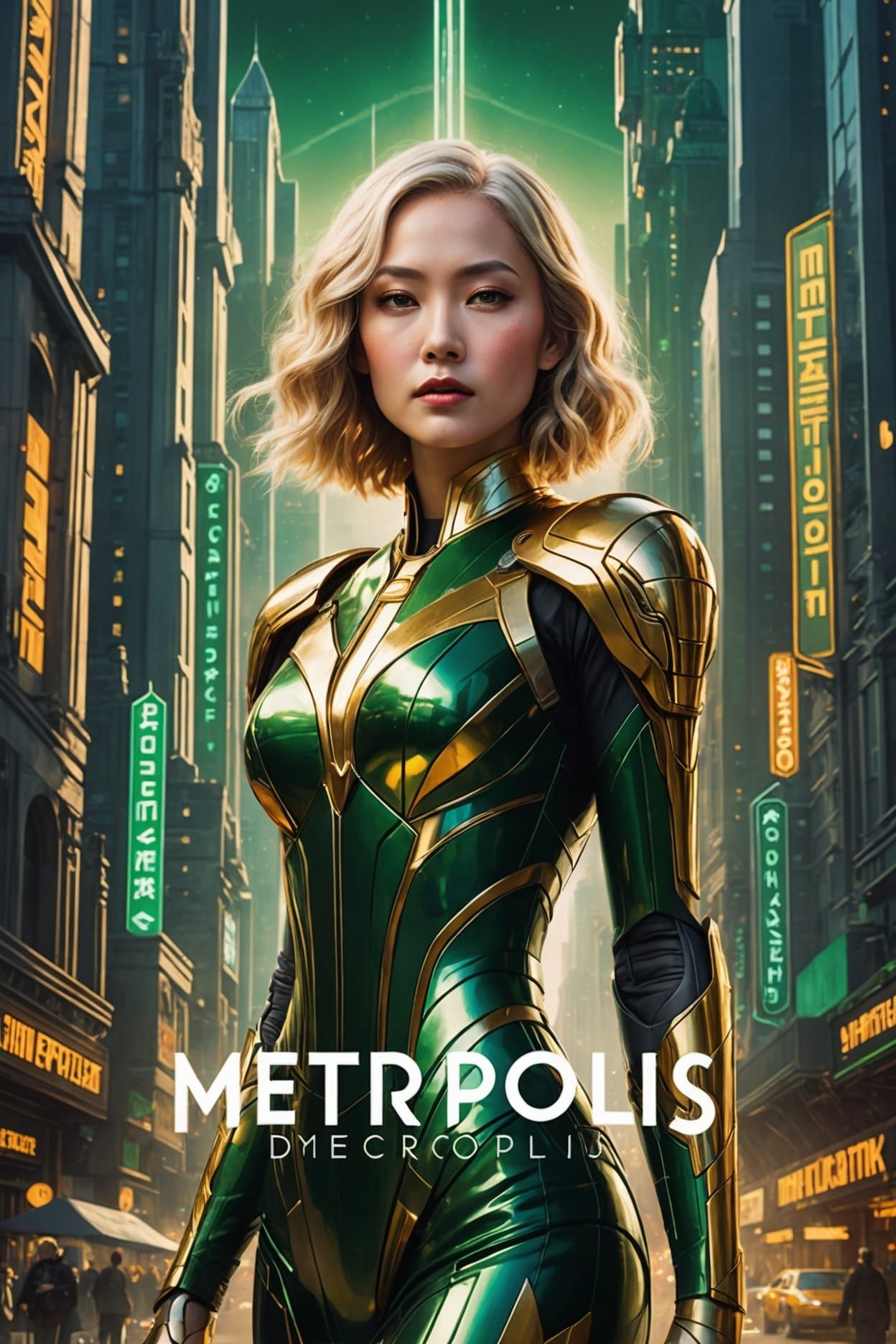 Metropolis-Inspired Sci-Fi Portrait in Art Nouveau Style