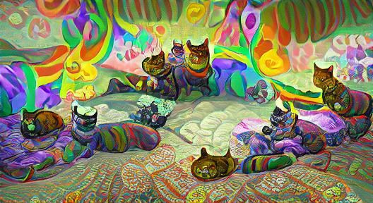 Psychedelic Cats in Radiant, Colorful Impressionism
