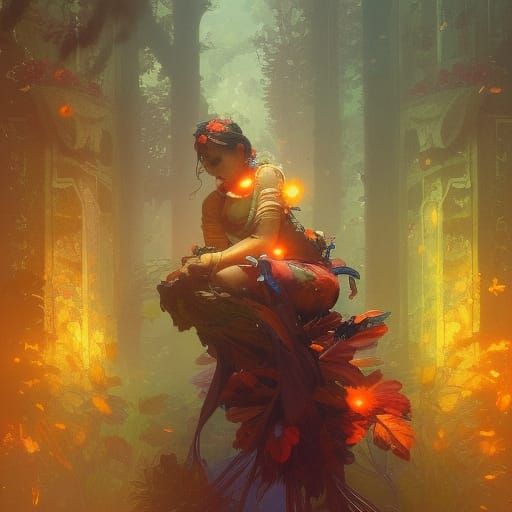 Bushes Bosom: Hyperdetailed Concept Art in Orange and Teal