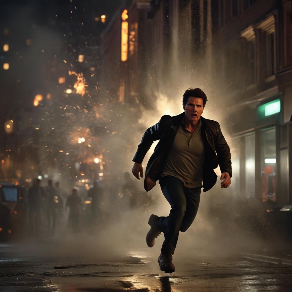 Explosion Escape: Cinematic Night Scene