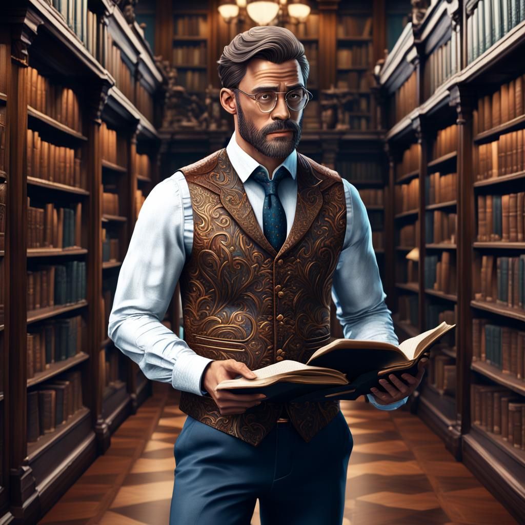 Man in Library: Detailed Matte Painting in Unreal Engine