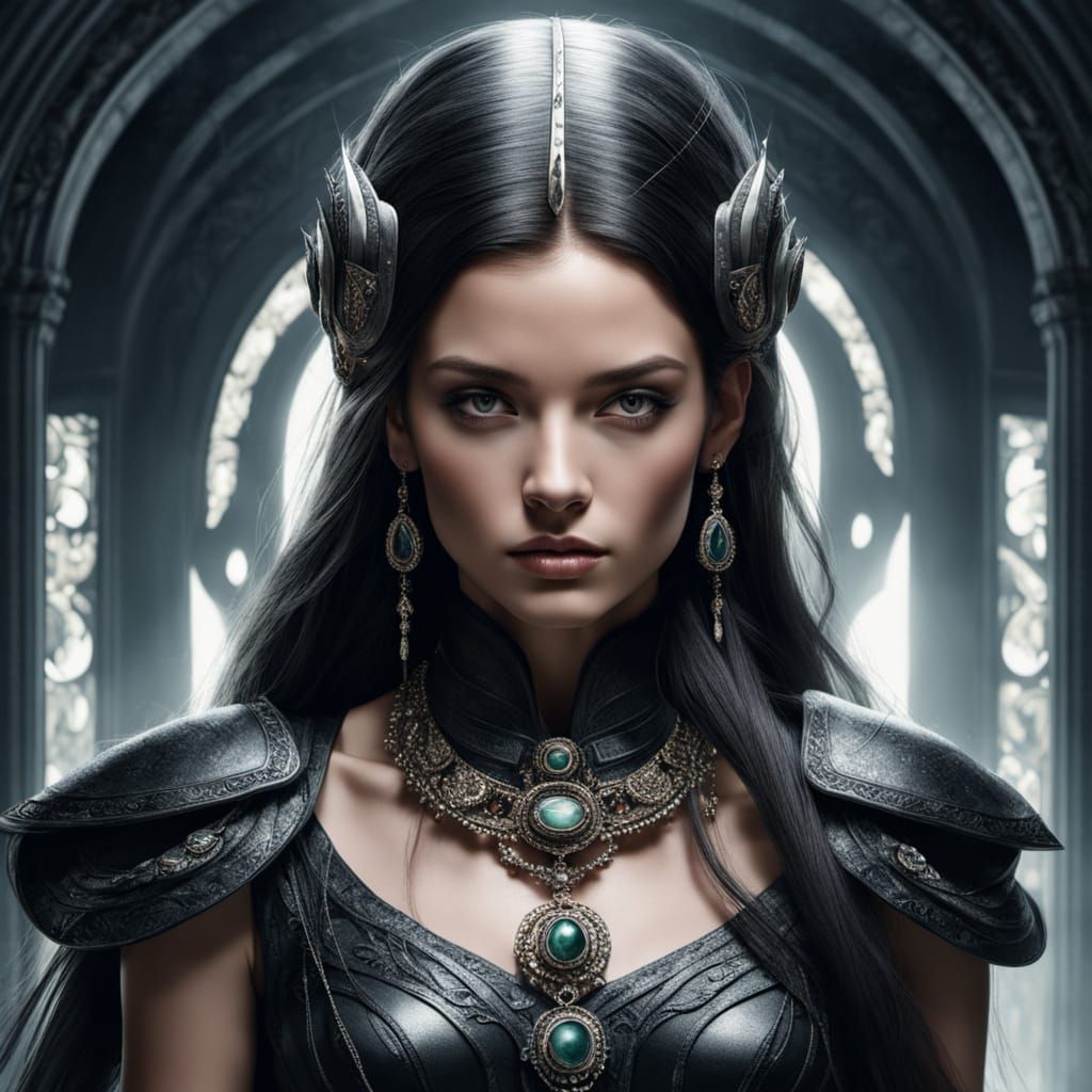 Monochromatic Portrait of a Mysterious Woman in Noir Style