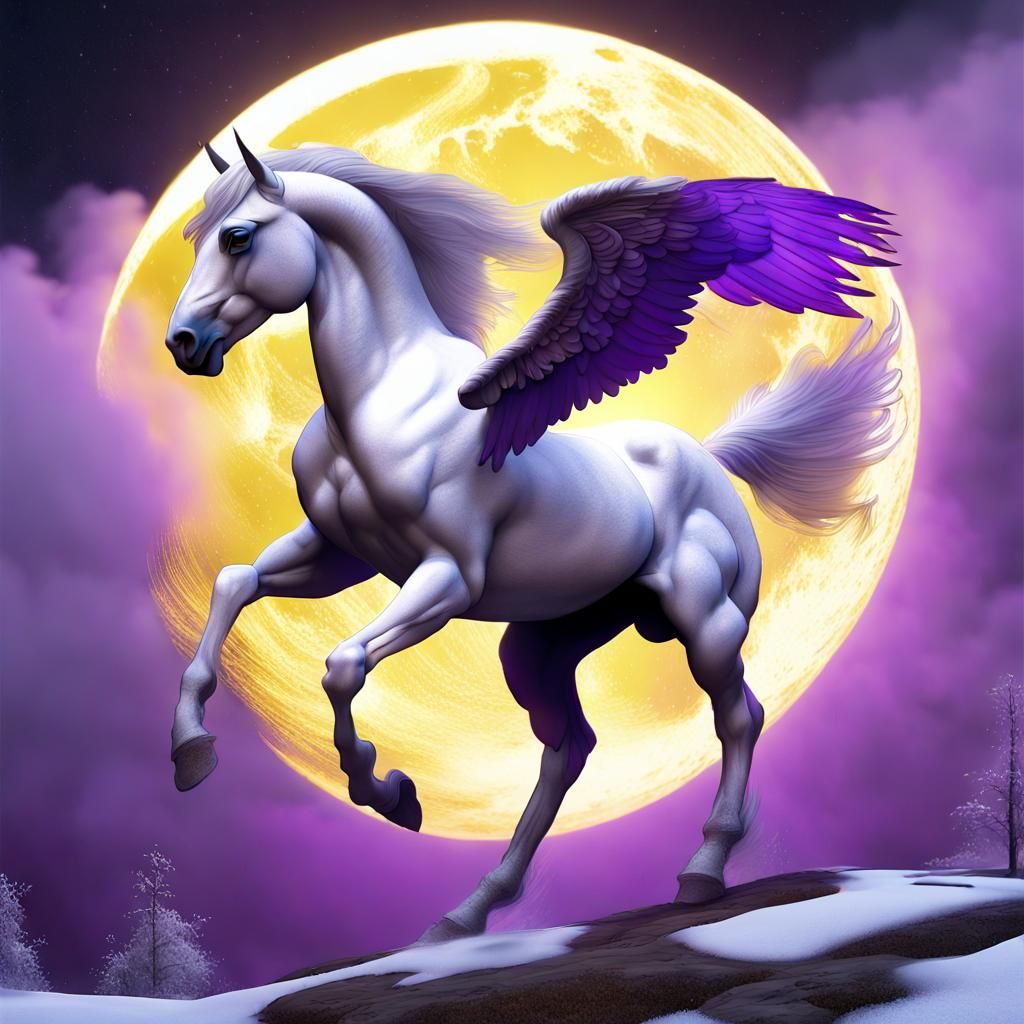 Winged Pegasus in Dark Fantasy Style