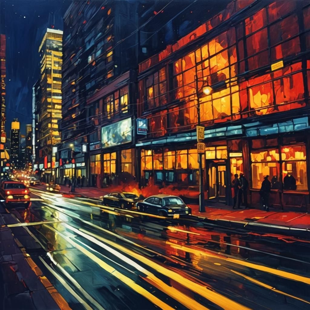 Toronto Nights: Abstract Art in Reds and Golds