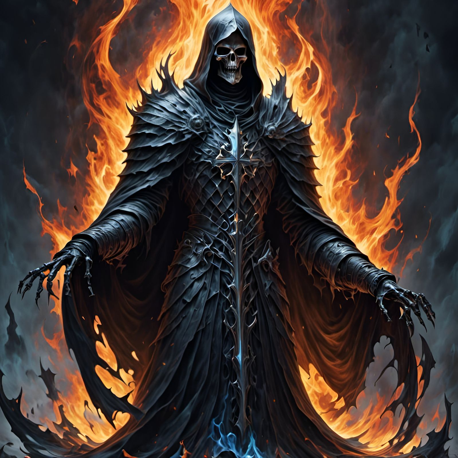 <lora:Smolder:1.0>Grim Reaper by Mark Riddick <lora:Kinetic Energy:1.0> high quality, 8K Ultra HD, high detailed