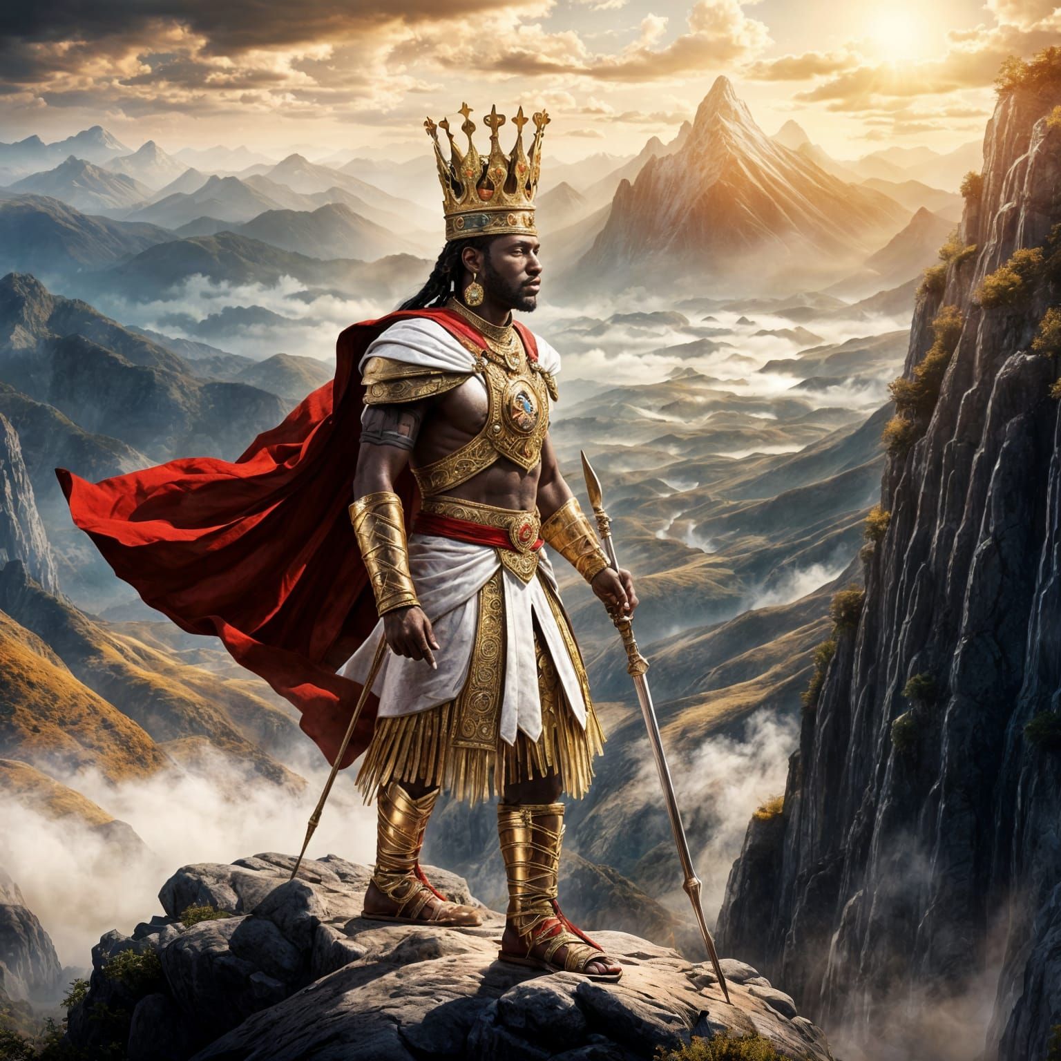 African Warrior in Royal Crown Imploring God