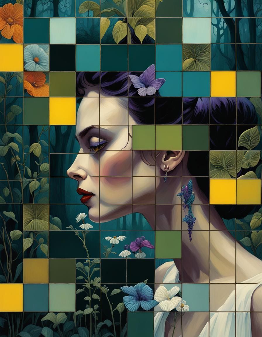 Victorian Garden in Forest: Hyperreal Gothic Art