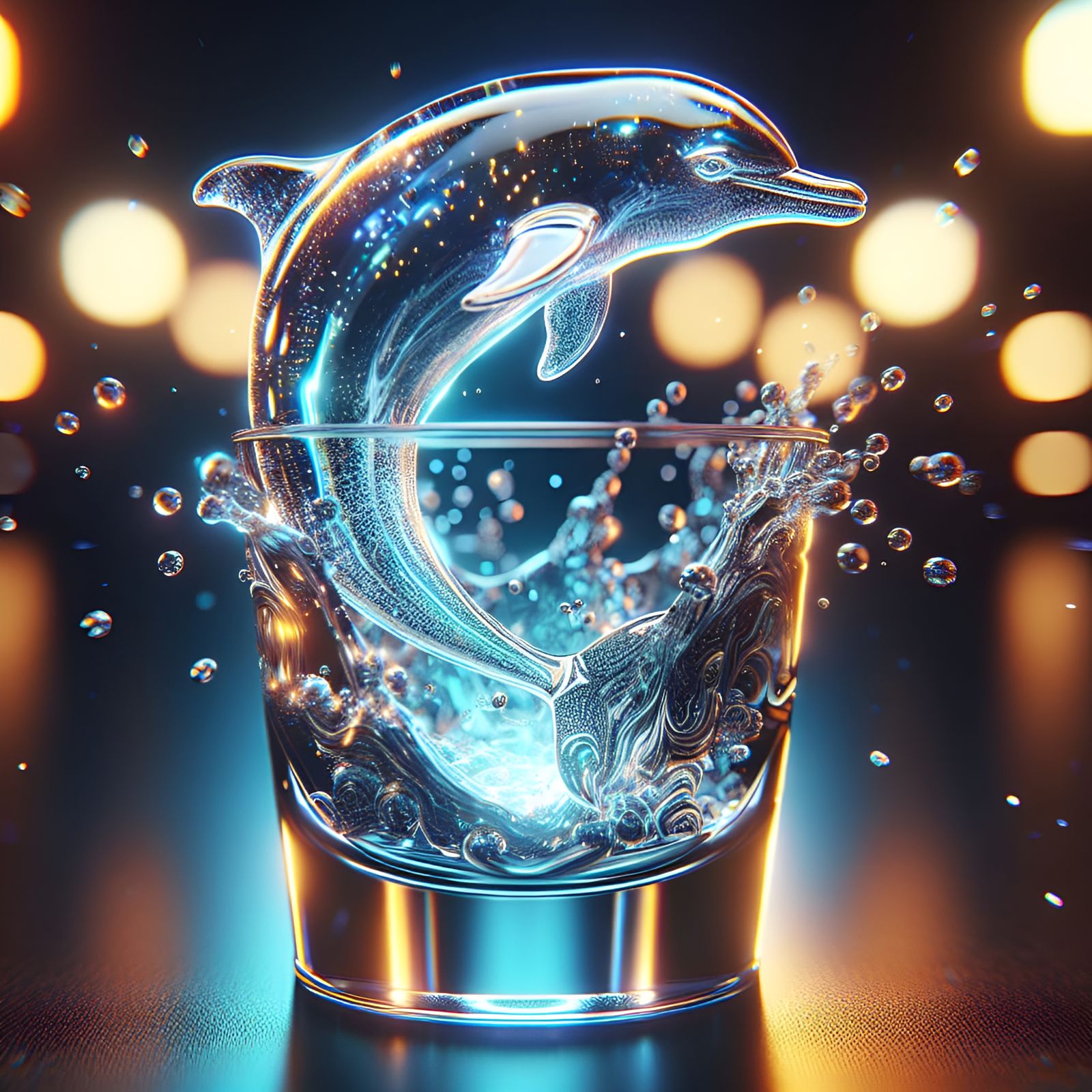 Liquid Dolphin Leaps from Ornate Shot Glass