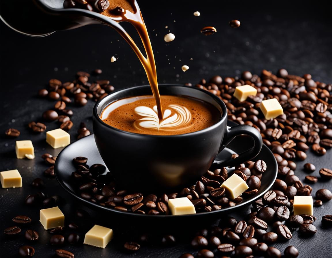 Dramatic Coffee Splash with Chocolate, Product Photography