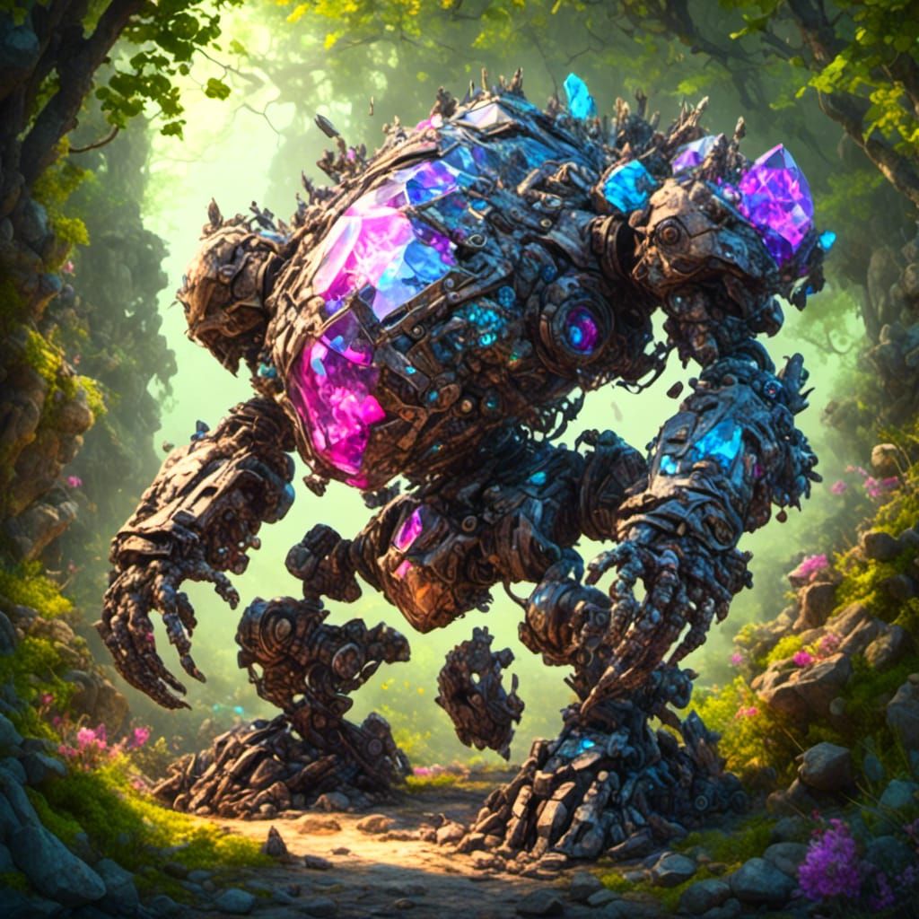 Wood and Crystal Golem