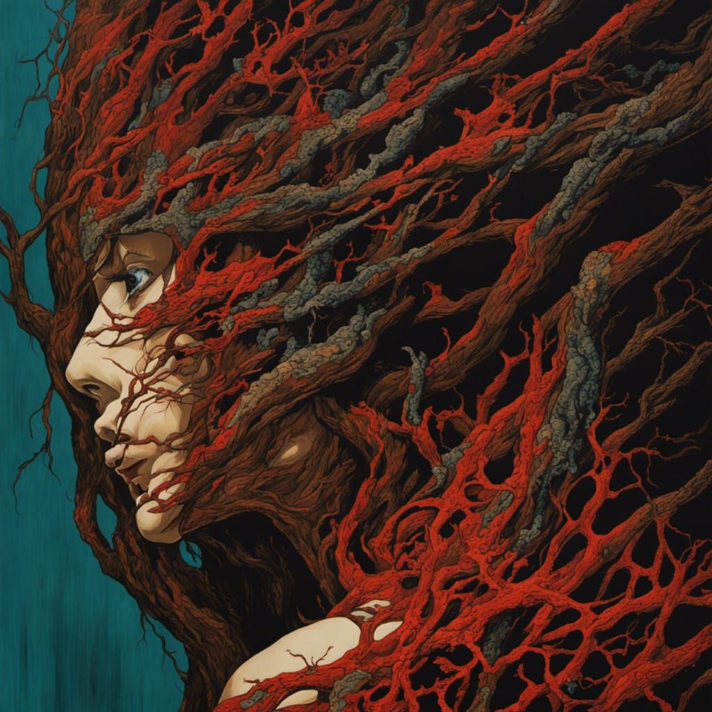 Creepy Tree Face in Neo-Gothic Style