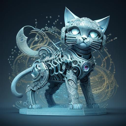 Cute Robot Kitty in Dramatic Lighting