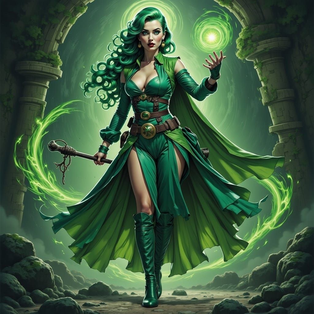 Mystic Serpent Warrior Casting Spell in Anime Style