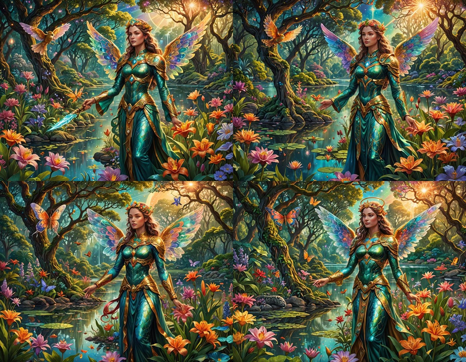 Archangel Ariel Nurturing Gardens: Holographic Astral Illust...