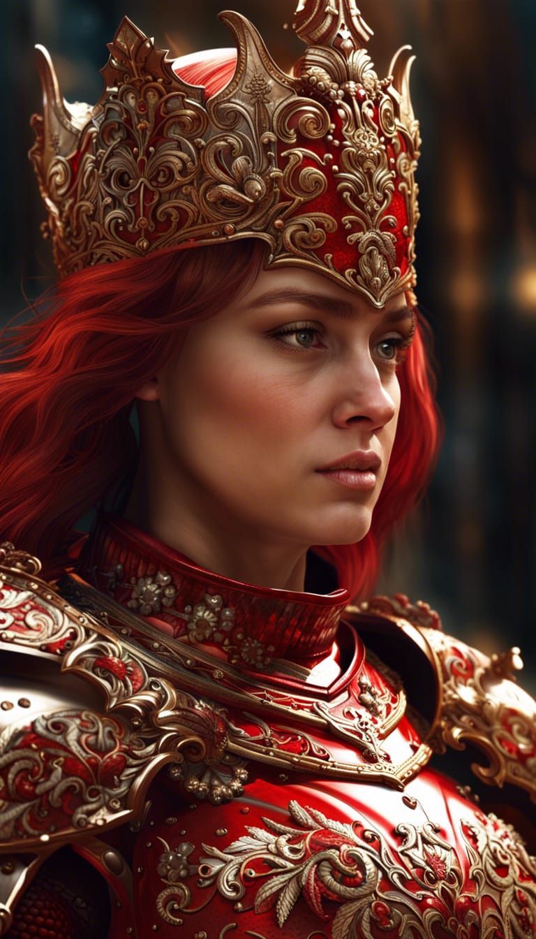 Ornate Scarlet Knight Queen Portrait