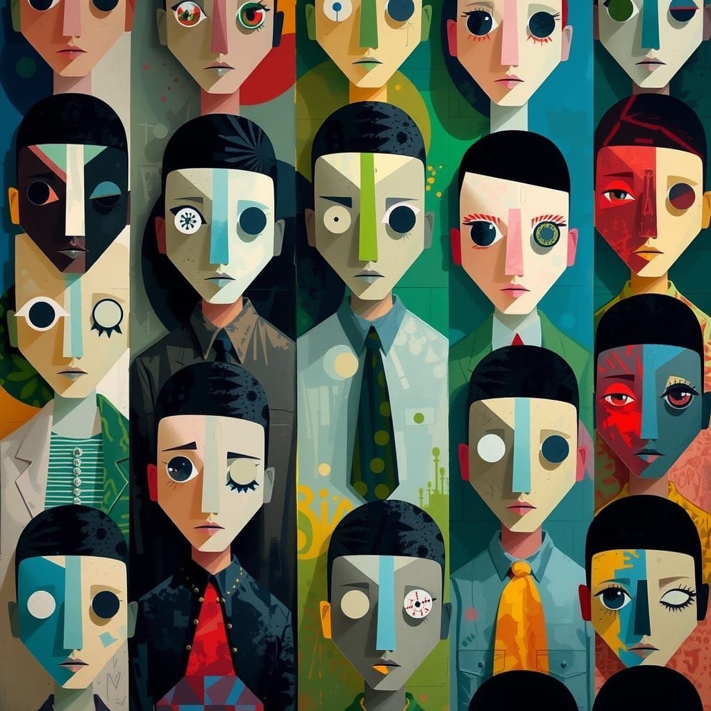 Punk Figure Lost in Surreal Collage Environment