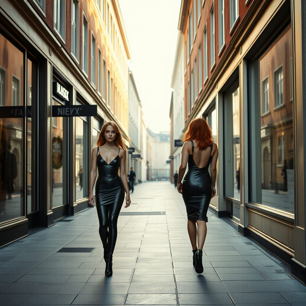 Stylish Norway Street Scene in Early Morning Light