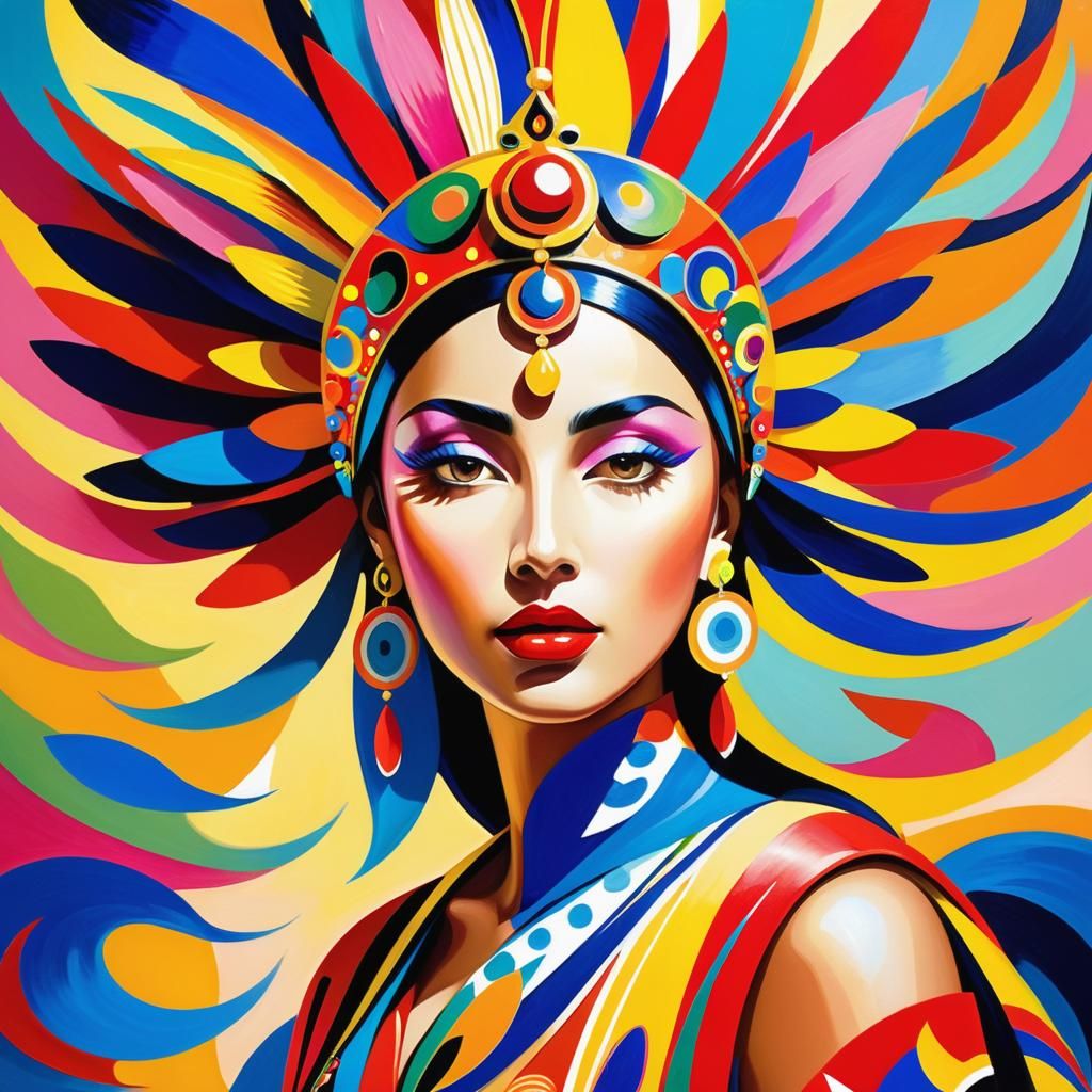 Colorful Headdress in Expressionist Style