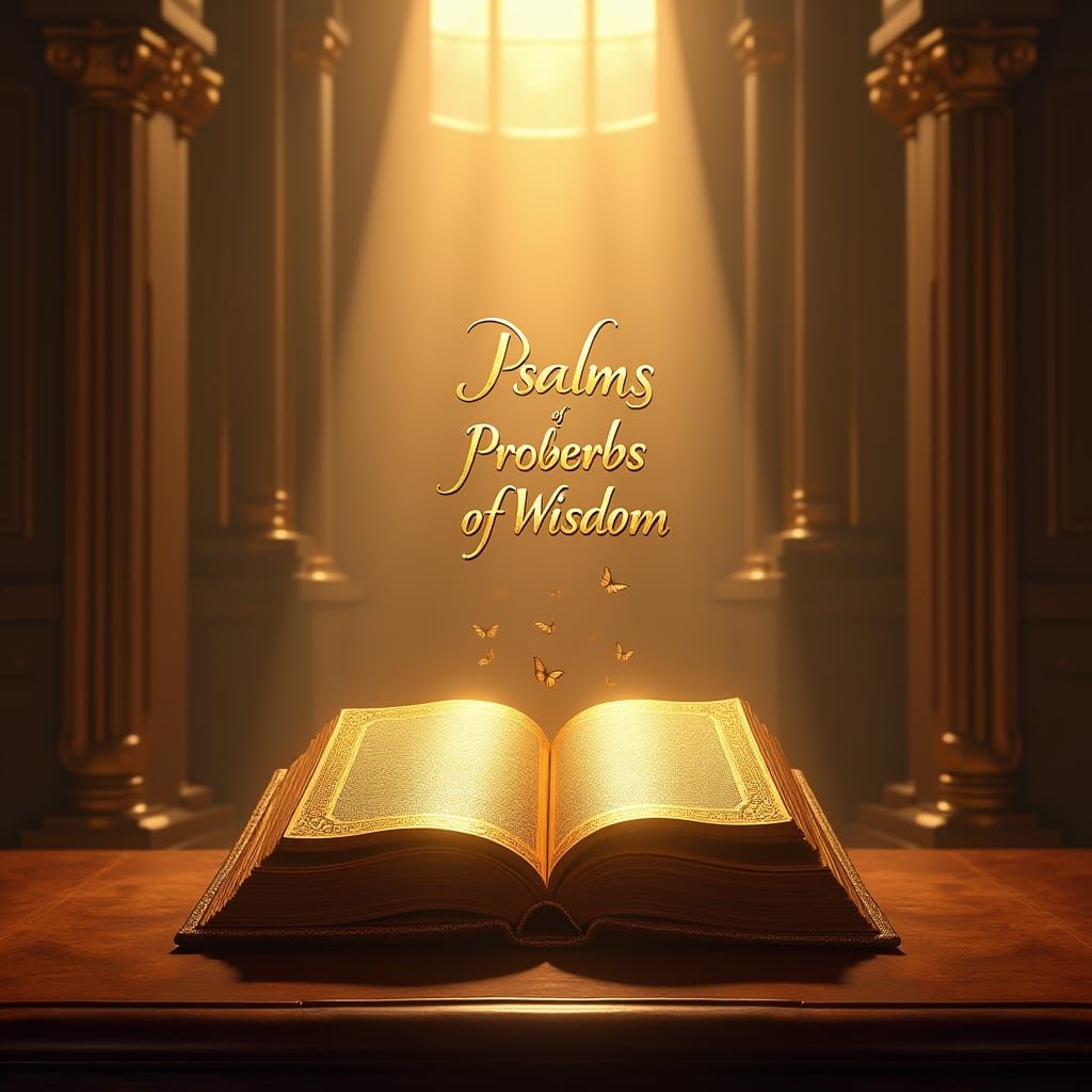Majestic Bibles in Golden Light, Art Nouveau Style