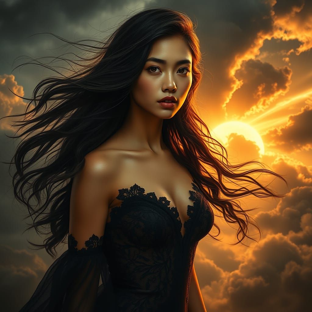 Celestial Filipina Goddess Emerge from Stormy Skies