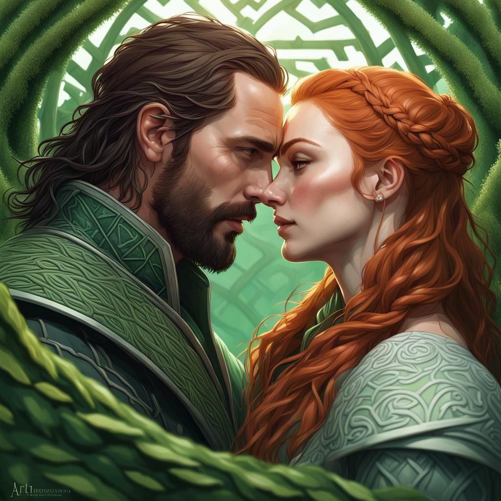 Sansa and Sandor's Gentle Kiss in Lush Maze